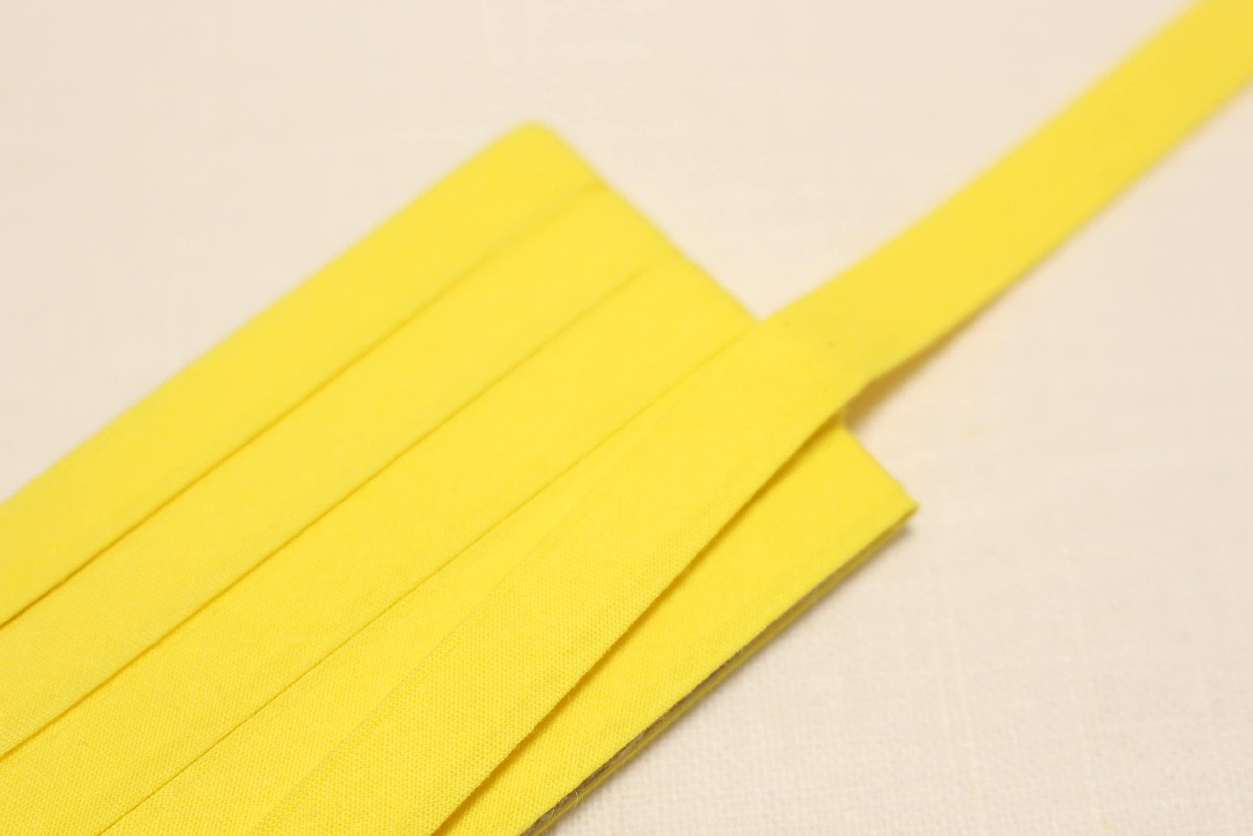 30Yds Bias Tape Poly Cotton Trim 10mm Solid Colour Double fold (Yellow)