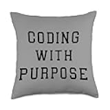 YO! Coding with Purpose Funny Science-Tech Statement Throw Pillow, 18x18, Multicolor