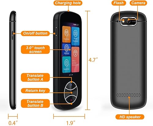 Miniatura 2 de Dispositivo de traductor de idiomas portátil, traductor de voz instantáneo bidireccional inteligente de 137 idiomas, traductor de fotos, traductor