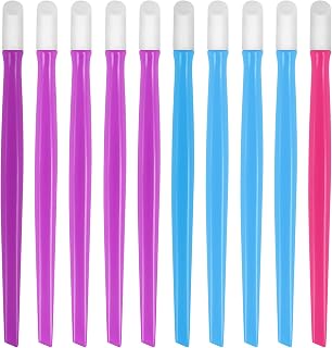 10pcs Rubber Nail Cuticle Pusher Tipped Plastic Handle Nail Art Tool Nail Acrylic Cuticle Pusher Cleaner (Random Color)