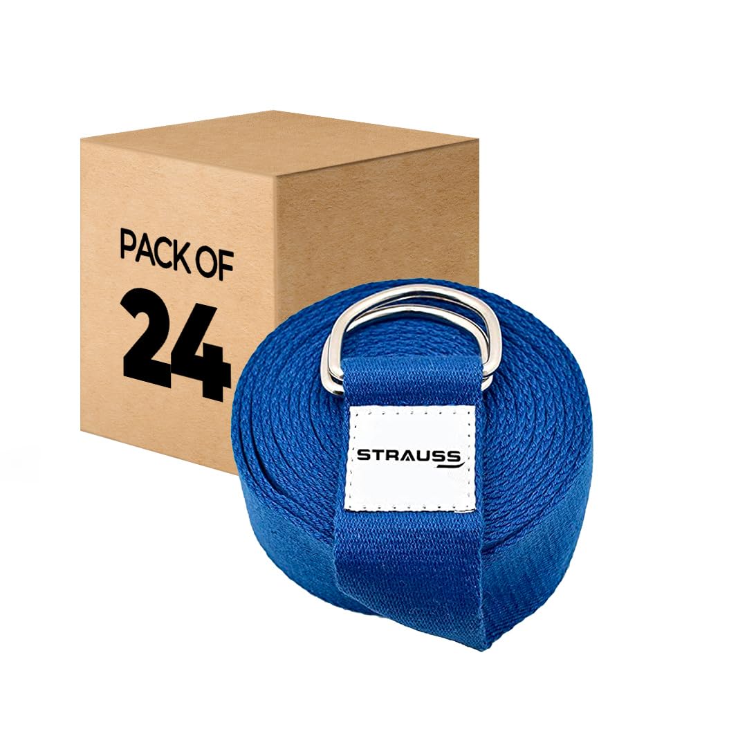 Strauss Yoga Strap & Stretching Belt | Ideal for Yoga, Pilates, Therapy, Dance, Gymnastics & Flexibility | 60% Thicker Belt with Extra Safe Adjustable Metal D-Ring Buckle | 8 feet (Blue) | Pack of 24 (B0CKF969LF) Amazon Price History, Amazon Price Tracker