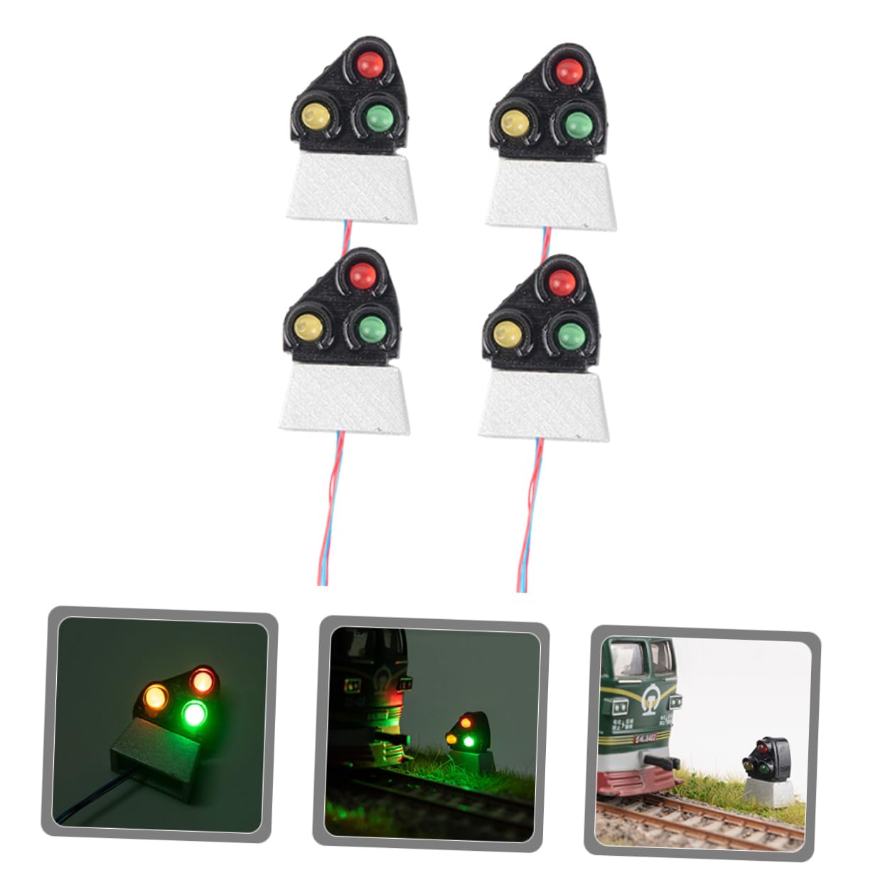 Angoily Train Layout Light Model 4pcs Mini Signal Light Decor for Table for Boys and Girls' DIY Micro Landscape