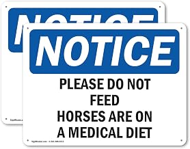 (2 Pack) Please Do Not Feed Horses Are On A Medical Diet OSHA Notice Sign 10 Inch X 7 Inch Plastic Sign, Weather Resistant, UV Protected for Workplace, Business, and Construction Site, Made in the USA