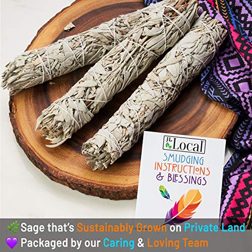 JL Local Wanderlust 9” White Sage Smudge Stick - Extra Large Smudging Wand Incense Stick for Cleansing, Purifying, Healing, Meditation, Yoga, Blessing (3 Pack) - Thumbnail 2