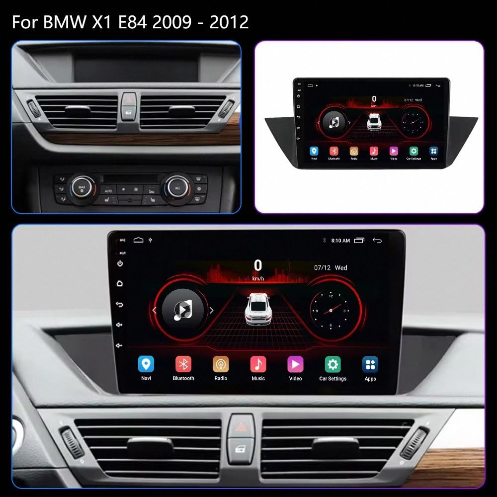 Car Radio Autoradio per BMW X1 E84 2010-2016 Car Radio con Bluetooth Vivavoce, con Hd Touch Screen Supporta Navigazione, Bluetooth, 4 Nucleo 2G+32G