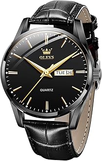 OLEVS Watch for Men Gold Blue Black Analog Quartz Dress Business Watch Day Date Calendar Stainless Steel Luxury Luminous Waterproof Casual Men Wrist Watches