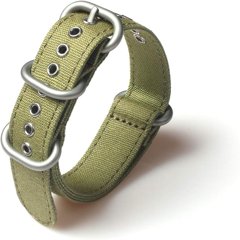 Superior NATO Style Nylon Material Watch Band Strap with Heavy Duty Brushed Buckle, Green