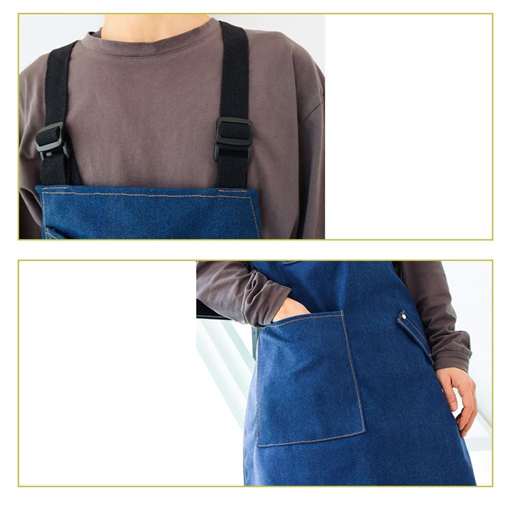 TEESONG Delantal de Chef Delantal de Lona Coreano for café, té de la Leche, barbería, Jardinero, Pintura artística, Ropa de Trabajo Gruesa for Hombres y Mujeres Delantales para Hombres(B)