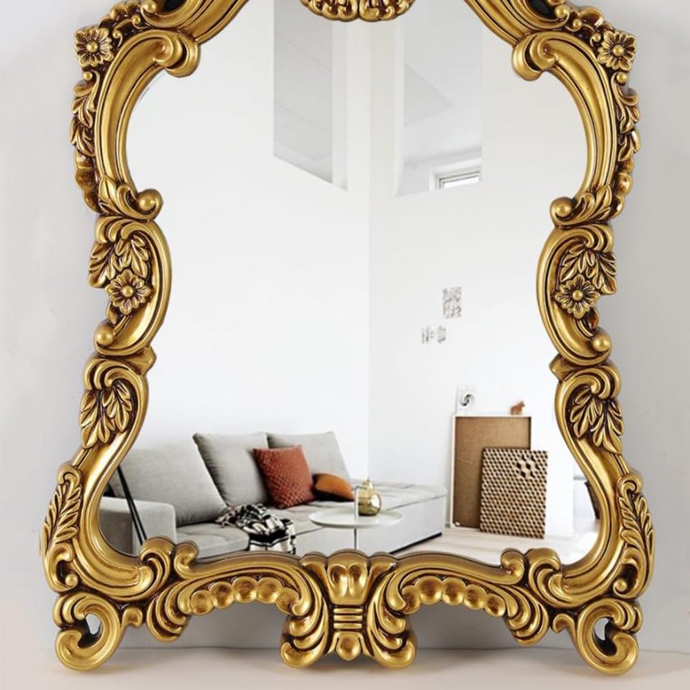 バロックスタイル ゴールドミラー アンティークミラー 高級 壁掛けミラー 鏡 壁掛けミラー アンティークゴールドウォールミラー壁掛け鏡
