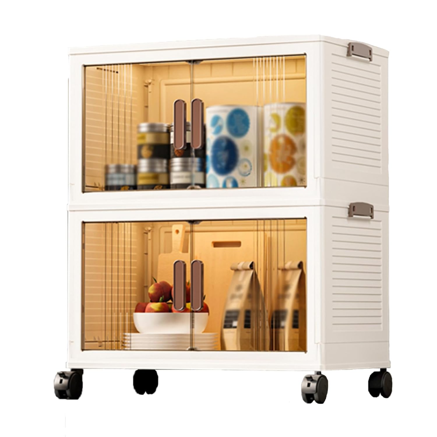 Foldable Storage Box with Double Door Plastic Stackable Storage Containers with Lids Storage Bins Stackable Storage Bins Foldable