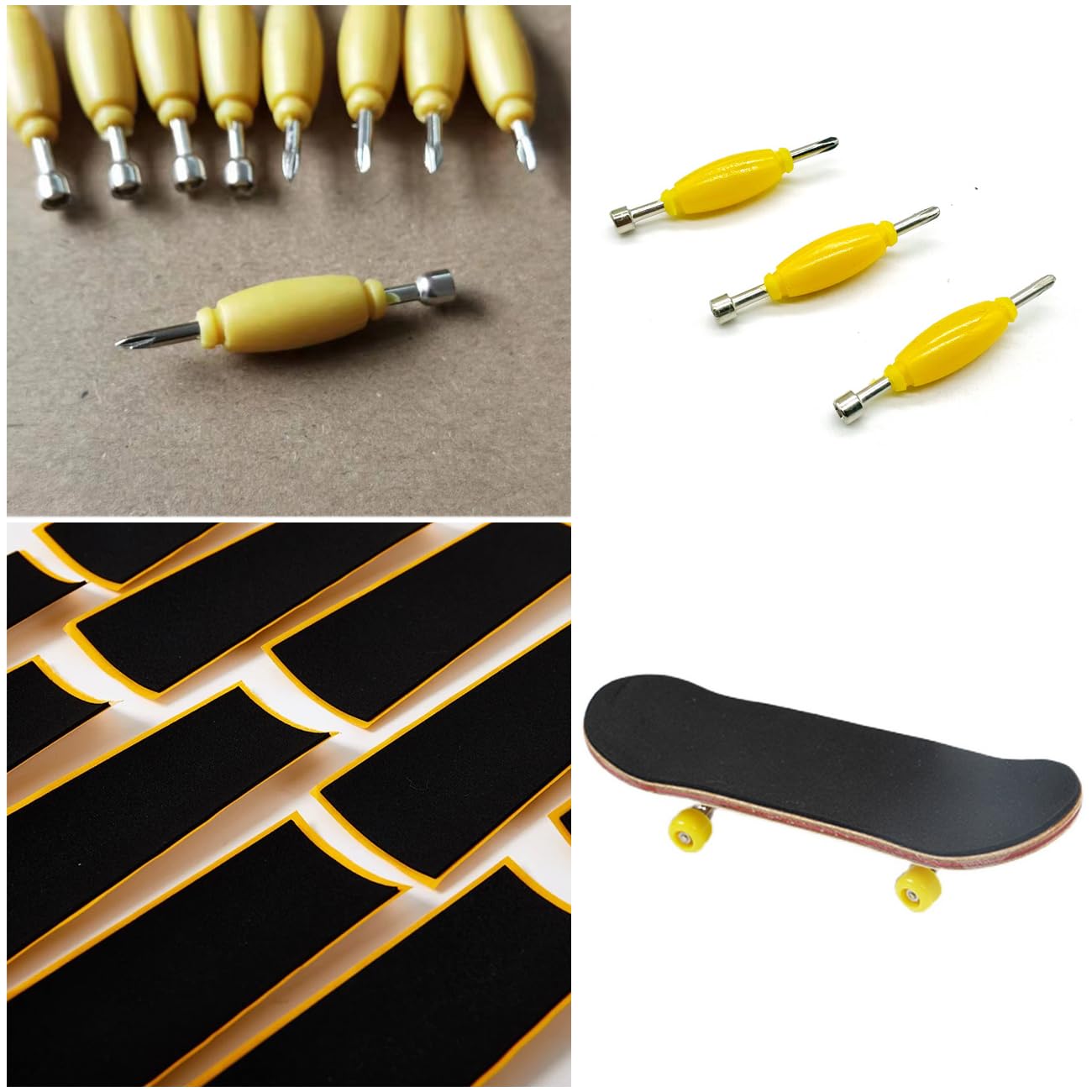 Paquete de 12 cintas de agarre de espuma para diapasón de repuesto, cinta de agarre para patineta, parte trasera adhesiva con herramienta de diapasón, destornillador y destornillador de tuerca 8