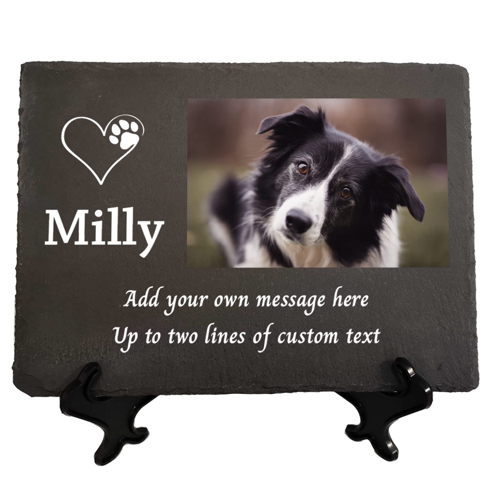 Extra Large 29cm x 20cm Personalised Pet Memorial Photo and Memory Slate Plaque with Optional Stand