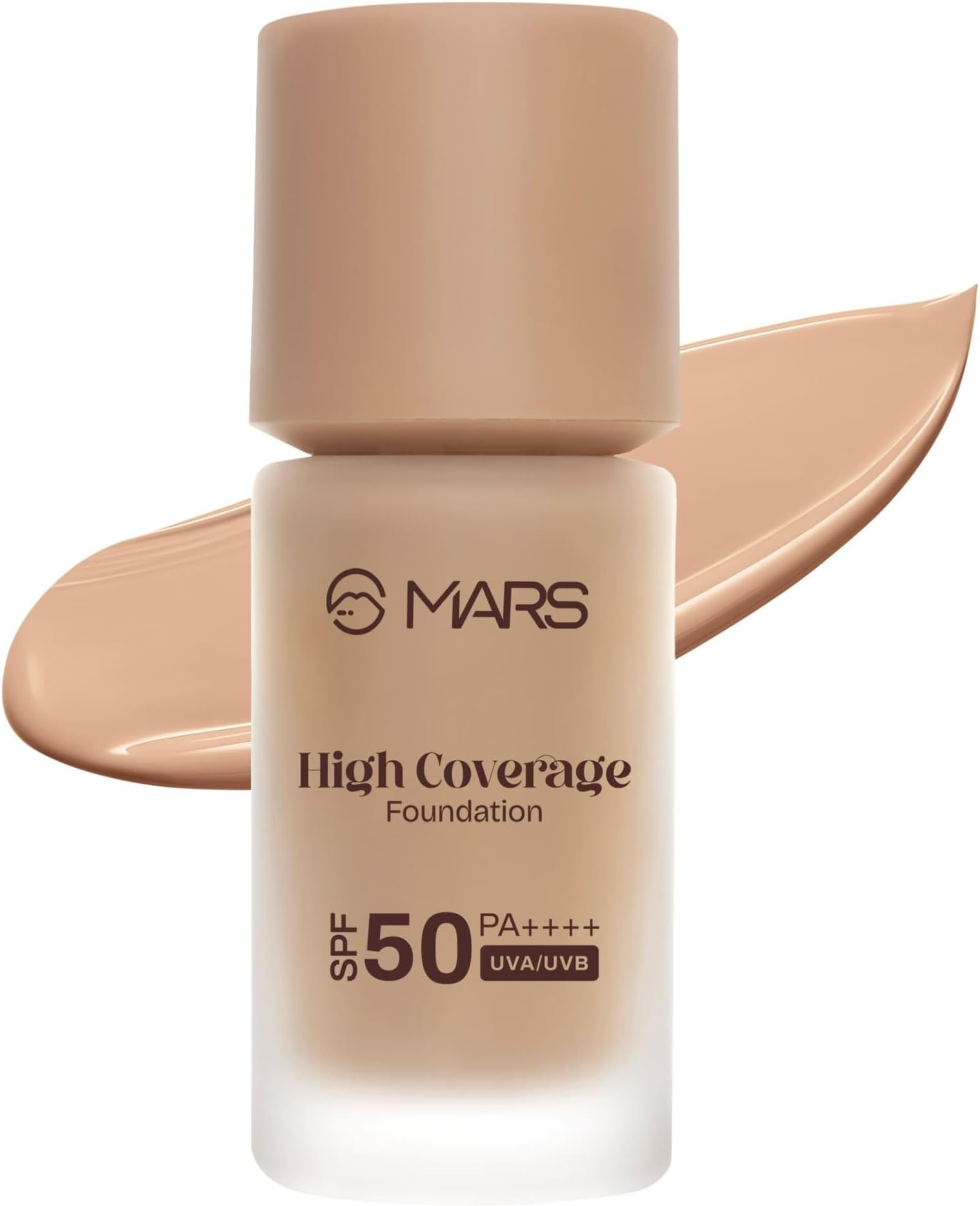 MARS SPF50 PA++++ High Coverage Foundation (40ml) | Blemish Free & Blendable Makeup | All Skin Type | IN-VIVO Tested with 5 Star UVA+UVB Protection Boots Rating (SHADE-06)