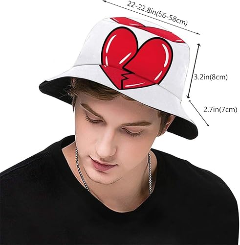 Miniatura 3 de Sombrero de pescador unisex con diseño gráfico de corazón roto, sombrero de pescador, sombrero de viaje de verano, sombrero para playa, color negro,