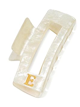 ACECHA 3.9" Initial Hair Claw Clip, Personalized Gifts for Women | custom hair clips, square, cute & sparkly monogrammed hairclip, ideal for daily wear birthday christmas, gold letter E