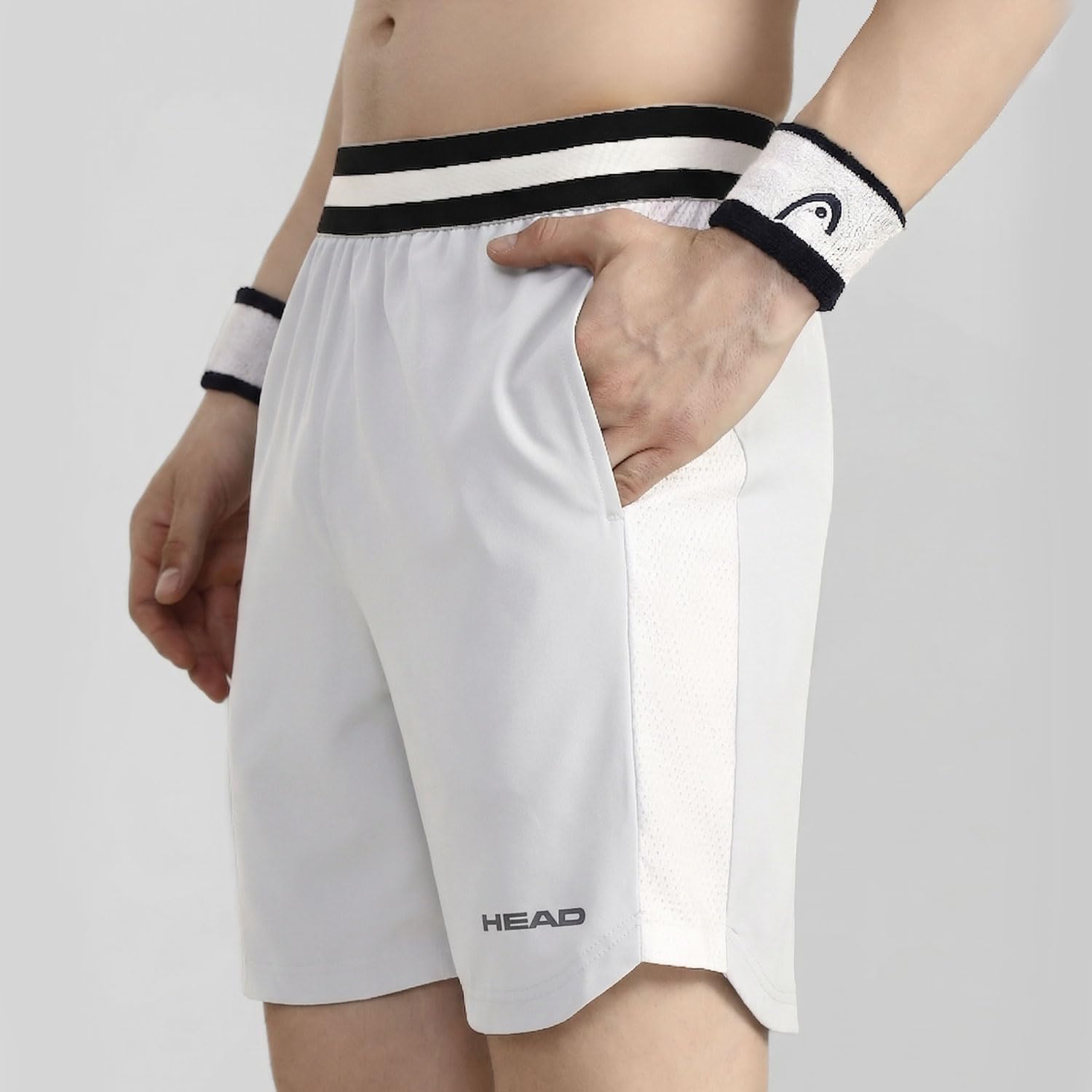 HEAD HPS-1112 Tennis Shorts for Mens | Material: Micro Polyester | Size: Large | Color: White 3