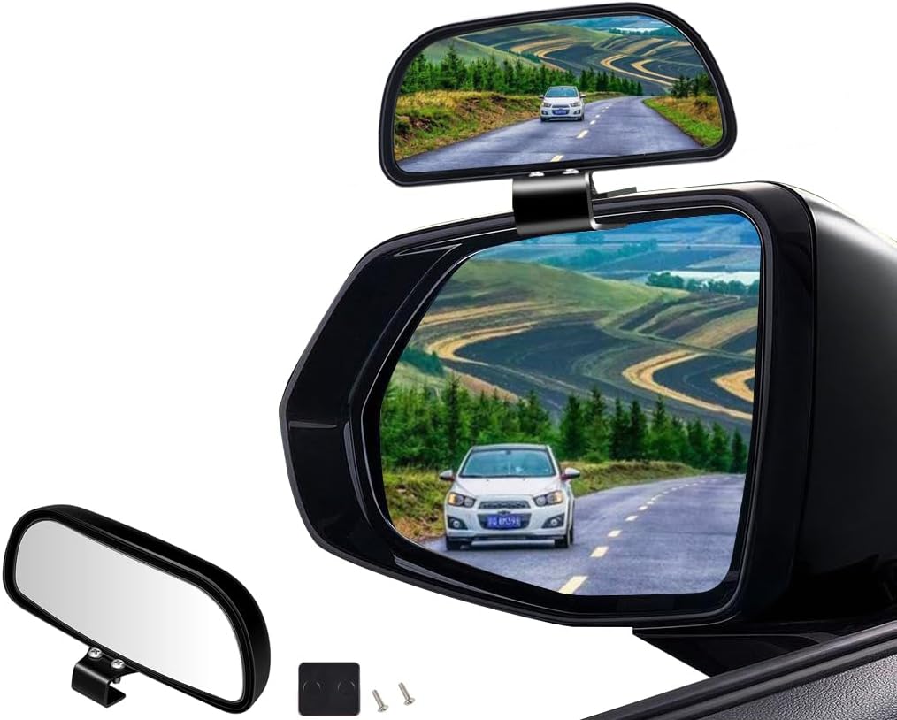 2PCS Large 5.7" Adjustable Mounted Blind Spot Mirror Fix with Screws to Prevent Falling, HD Glass Wide Angle Side Rearview Mirror Universal Vehicle Mounted Mirrors (2)