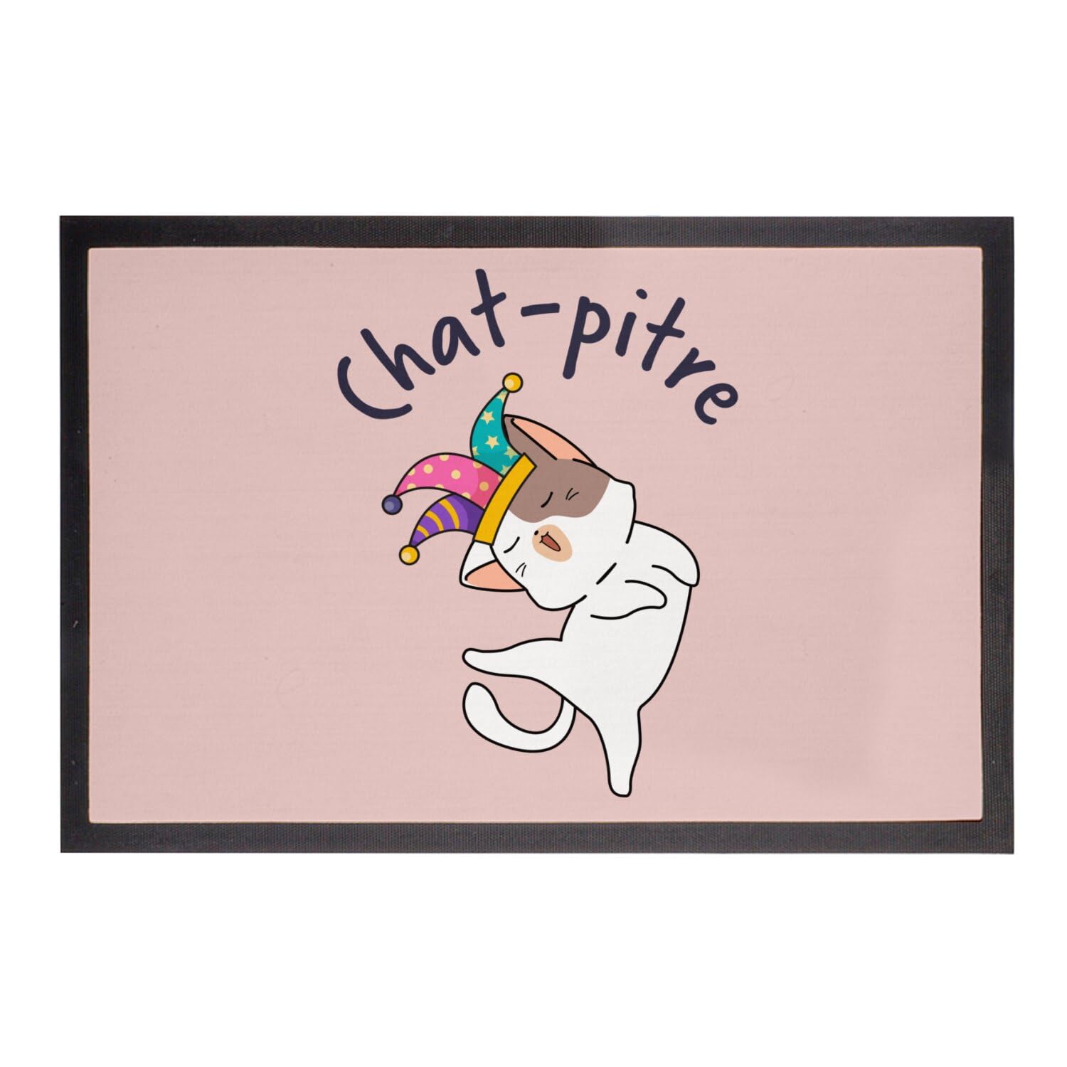 Paillasson Rose Chat Pitre Chaton - Grand Tapis Entrée Humour Dessin Animaux 75x50