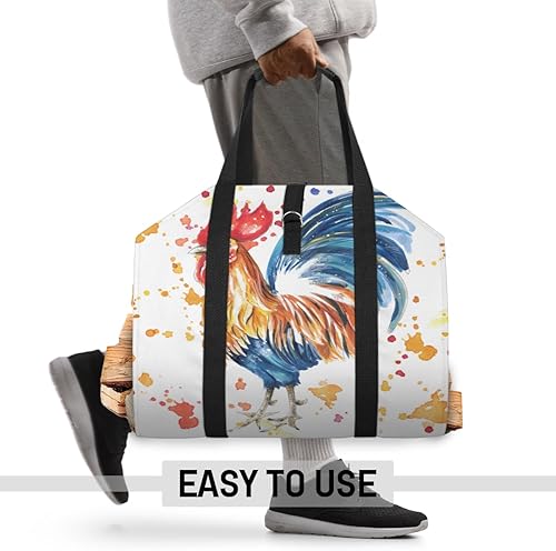 Miniatura 3 de Bolsa de transporte de leña de gallo, grande, duradera, para chimenea, accesorios para estufas de leña de 39 x 18 pulgadas, soporte para leña