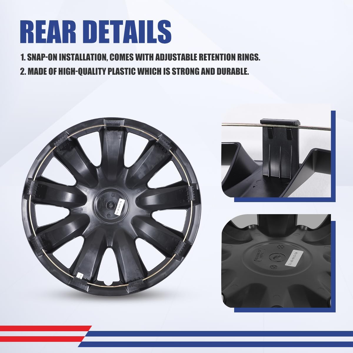 15 Inch Hubcaps Set of 4 Matte Black Wheel Rims Cover R15 for Toyota Camry 2002-2006, PP Material Wheel Tires Covers Fit for Steel Wheels Snap On Installation Automotive Accessories (4-Packs)
