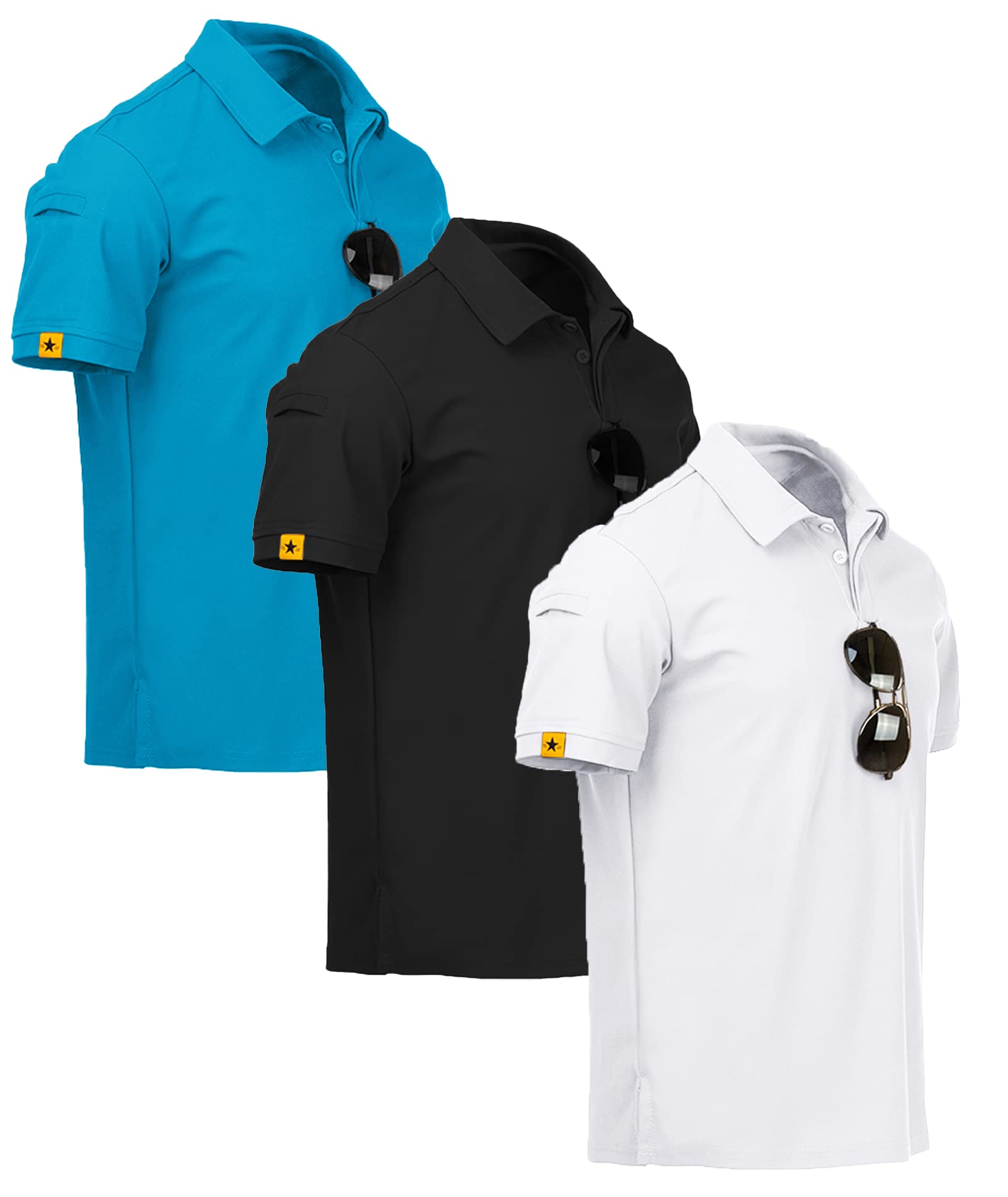 SCODI Polo tactique à manches courtes pour homme - T-shirt de golf athlétique pour homme - T-shirt décontracté à col