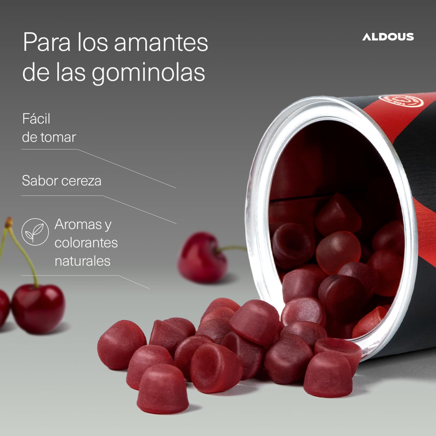 Ashwagandha Gominolas - 120 Gummies sabor Cereza - Ashwagandha KSM-66 - Withania Somnífera - Relajación Natural y Bienestar - Energía y Vitalidad - Para los amantes de las gominolas - ALDOUS