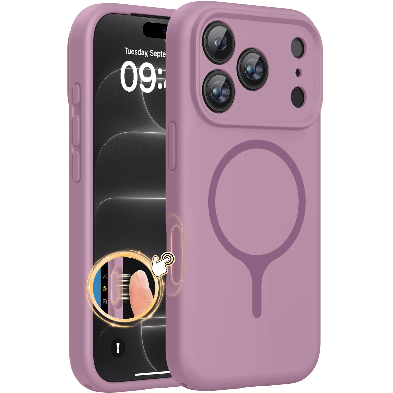 Miracase Magnetic for iPhone 18 Pro Case, Silicone, Blackcurrant