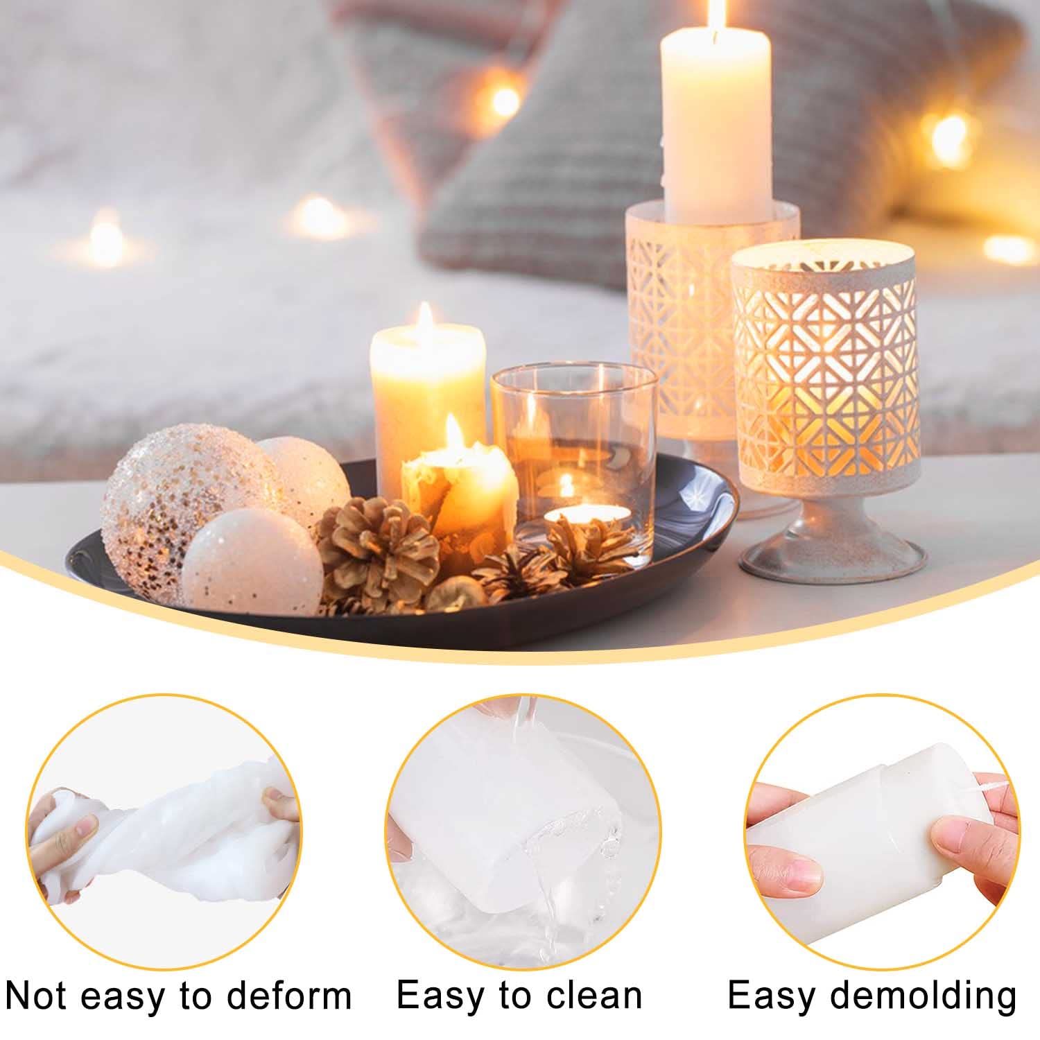 Moule Silicone Bougie, 2 Pièces Moule Bougie, Rond Moule Bougie Silicone, 2 Tailles, Moules Pour Bougies Convient Pour Fabrication D'aromathérapie Bougies Savons (Blanc