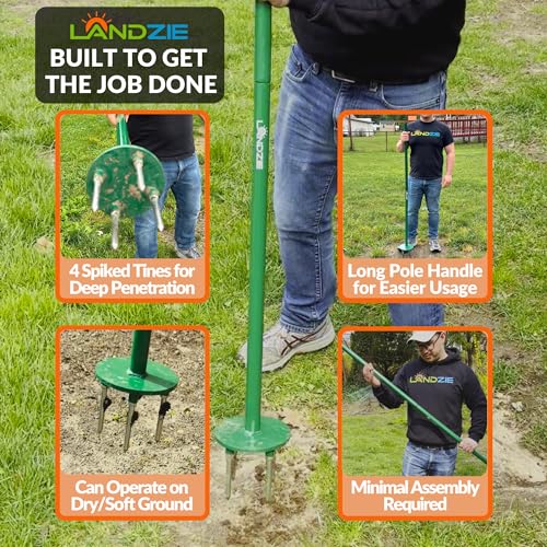 Landzie Spot Seeder Lawn Aerator Tool and Grass Patch Repair Tool - Spike Seeding Tool and Slit Seeder Aerator Lawn Tool for Lawn Repair & Dog Spots Heavy-Duty Spot Aerator Dethatcher for Grass Repair - Thumbnail 3