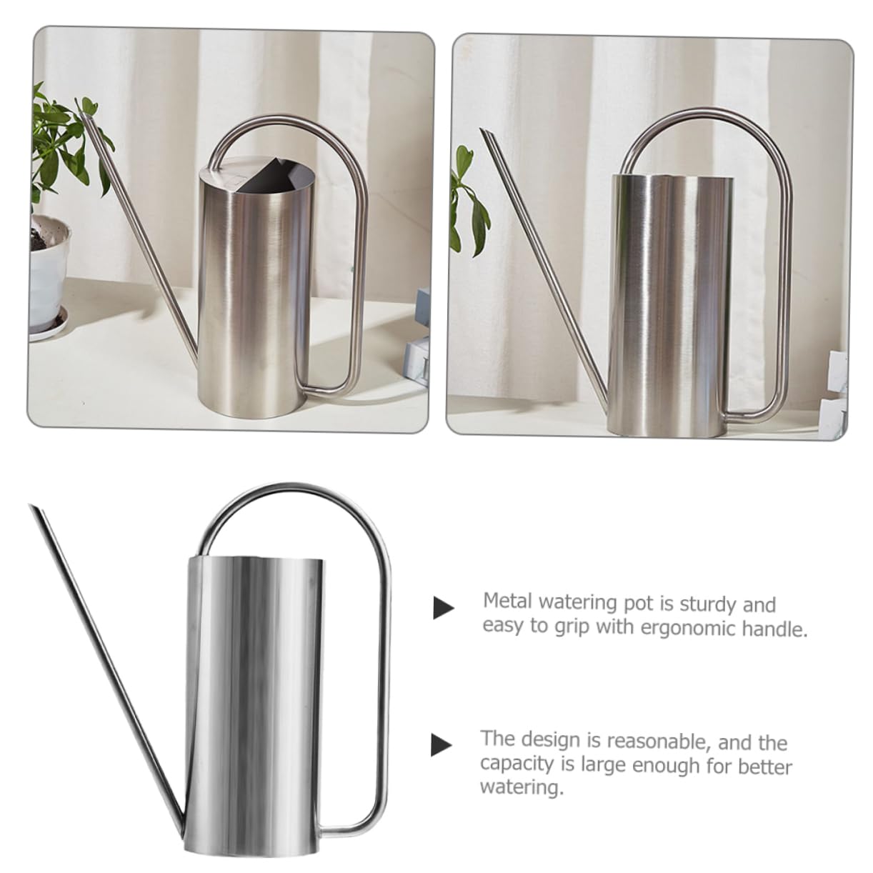 INOOMP Annaffiatoio in Acciaio Inox Con Beccuccio Lungo Vaso Per Annaffiare Piante Da Giardino e Fiori Resistente e Stabile Per Uso Prolungato