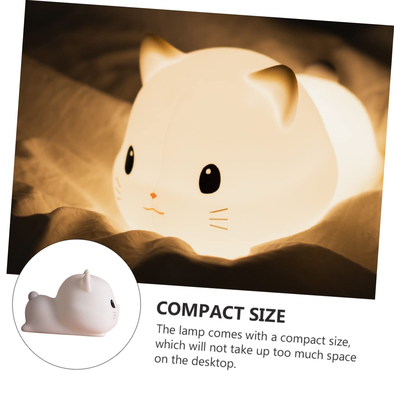 DOITOOL Luz Nocturna de Silicona para Dormitorio Diseño de Gato Adorable Luz de Dormir Control Táctil USB Pequeña para Mesilla de Noche