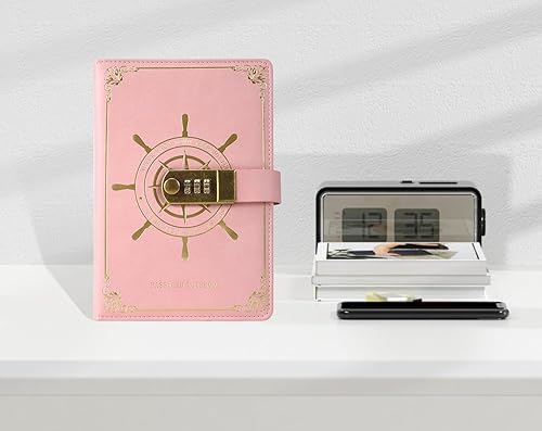 Miniatura 6 de ARRLSDB Diario de piel sintética con cerradura, tamaño A5 con cerradura de combinación (diario con cerradura de combinación), cuaderno de