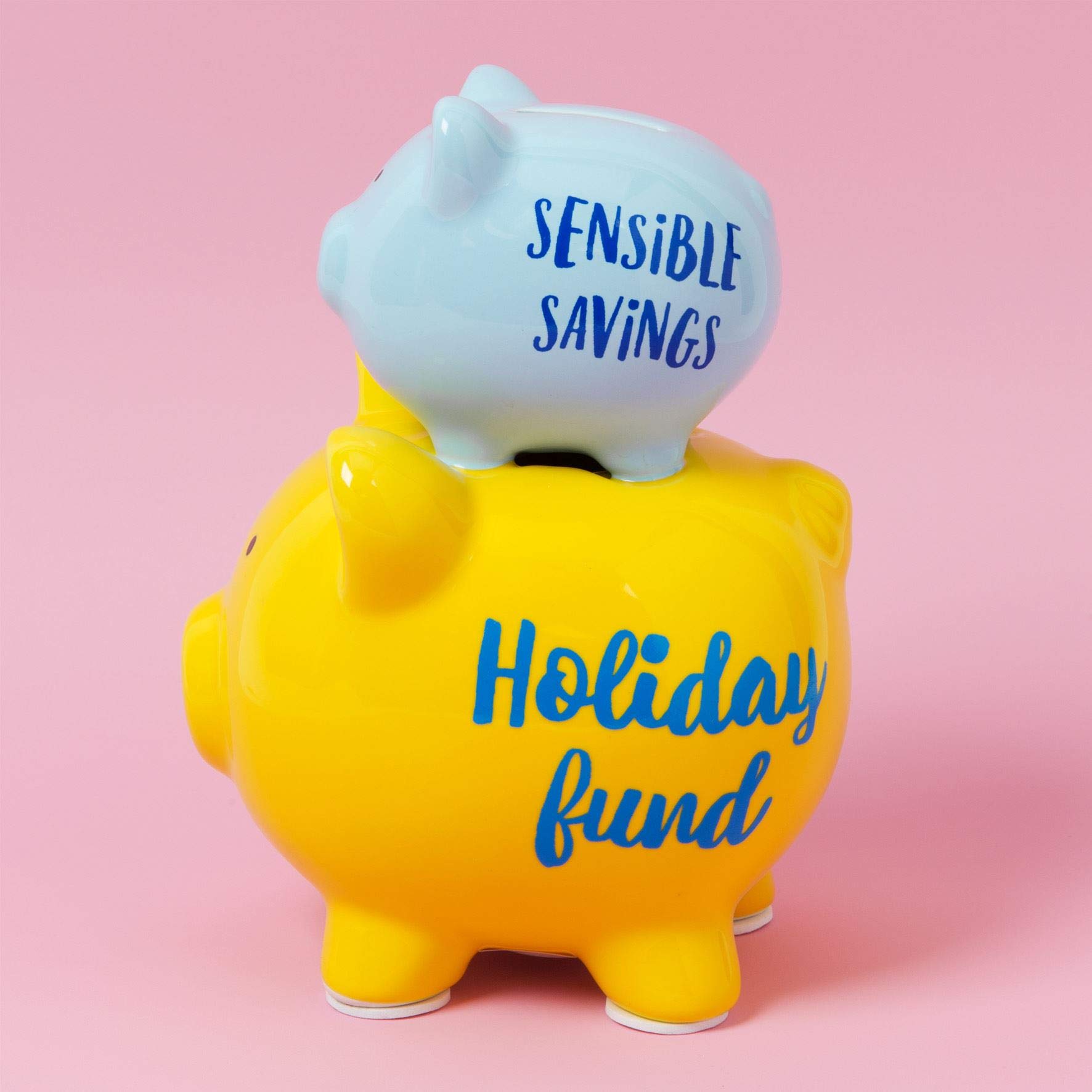 Widdop Yellow 'Pennies & Dreams' Double Piggy Bank - Sensible Savings
