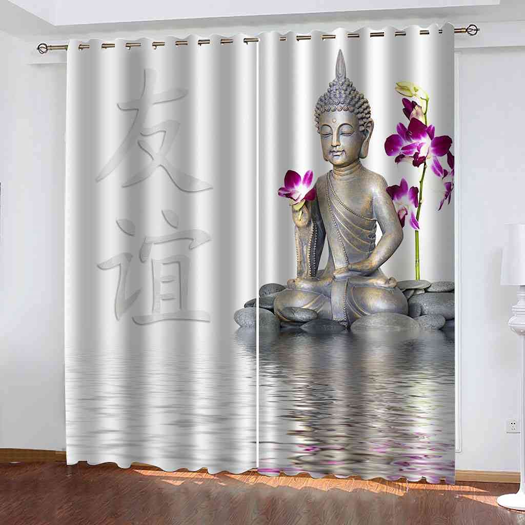 Rideaux occultants bouddha 3D thermique et phonique 264x242cm
