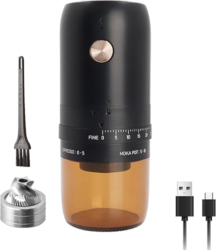 Miniatura 7 de Molinillo de café eléctrico, mini molinillo de café recargable, pequeño núcleo de molienda de acero inoxidable con múltiples ajustes de molienda,