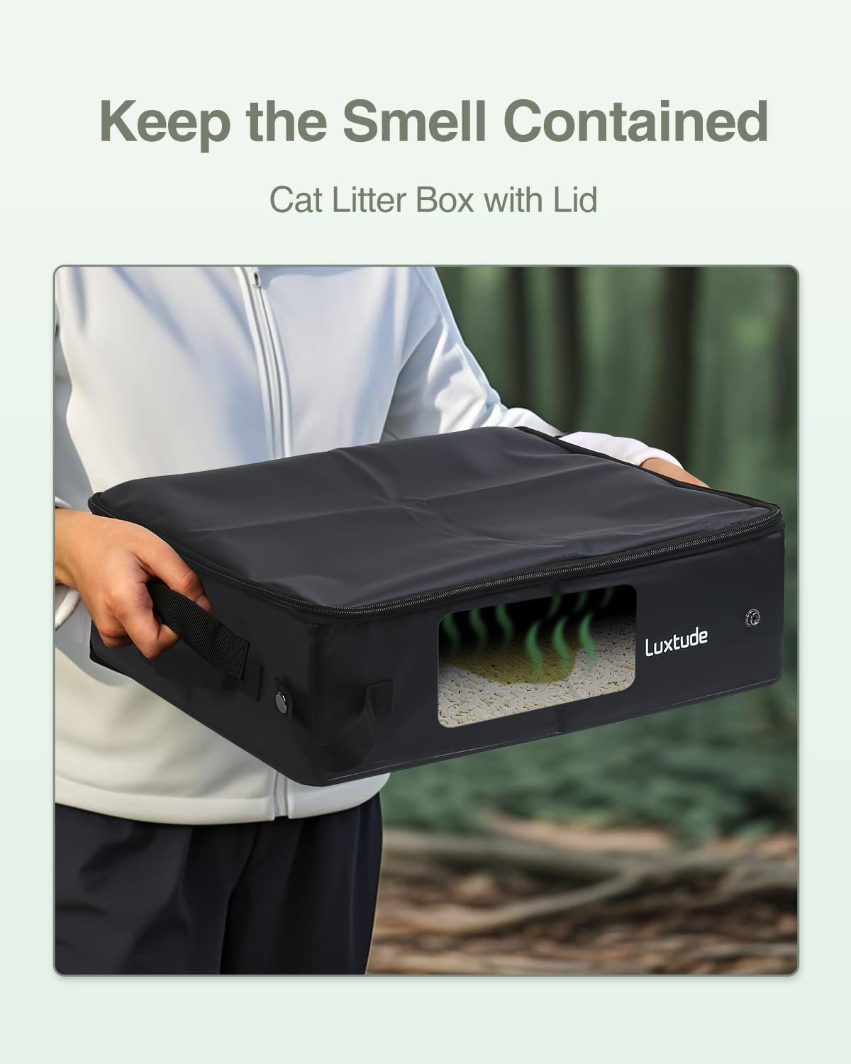 Luxtude Collapsible Travel Litter Box for Cats, 2 Pack Portable Litter Box for Cats