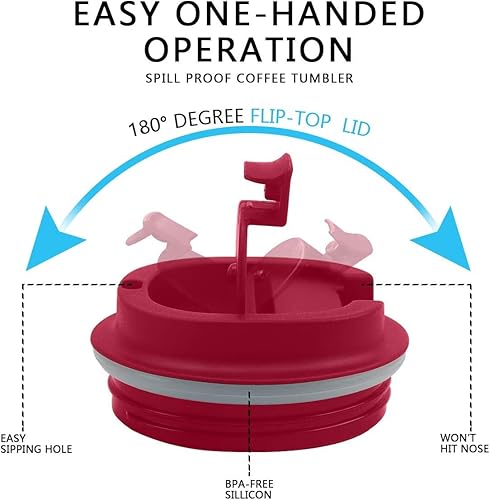 Miniatura 8 de Taza de café de 12 onzas  Taza de café de viaje aislada a prueba de derrames con tapa a prueba de fugas de acero inoxidable al vacío, vasos de café