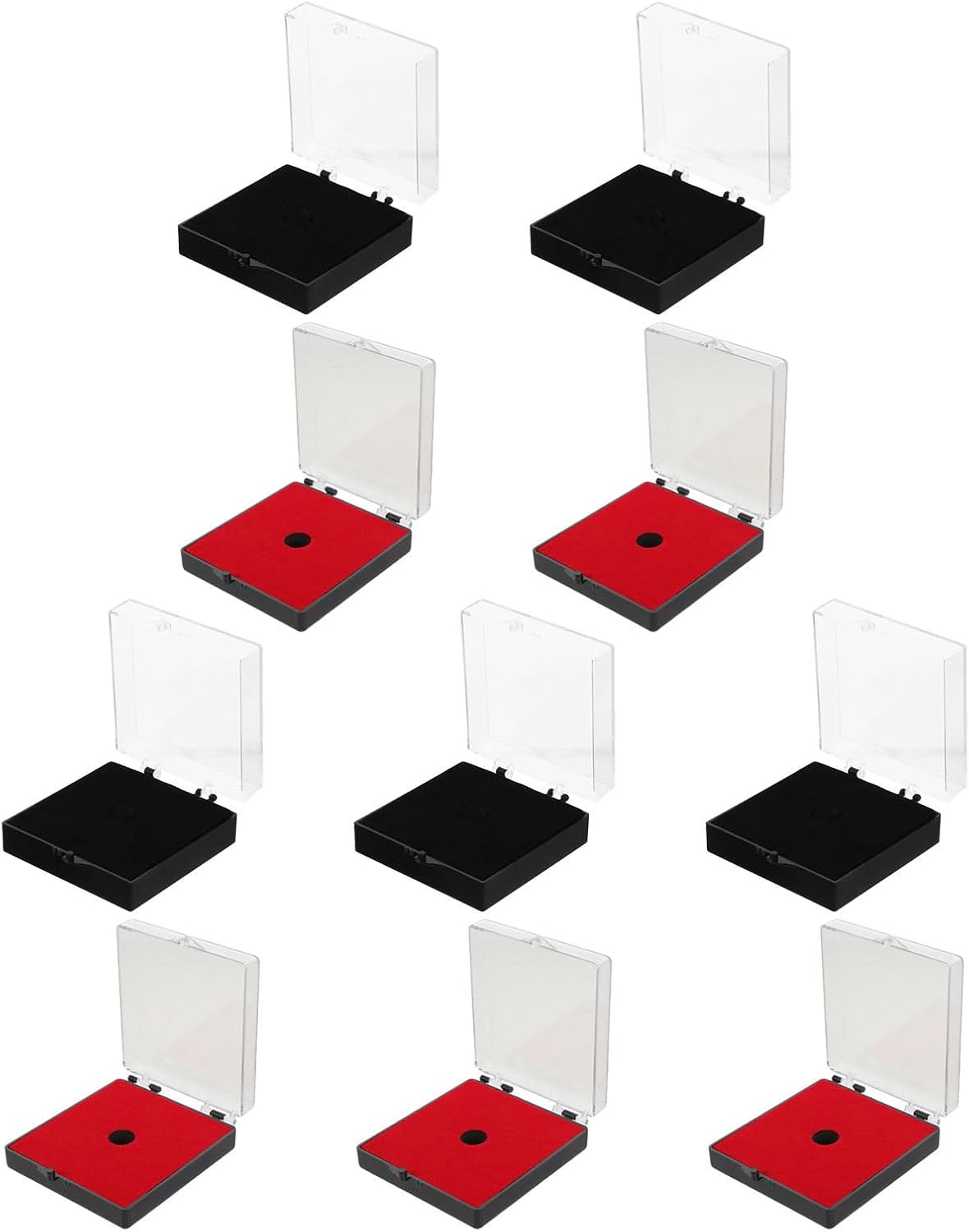 Toyvian 10pcs Plastic Coin Display Cases with Velvet Lids for Collectors