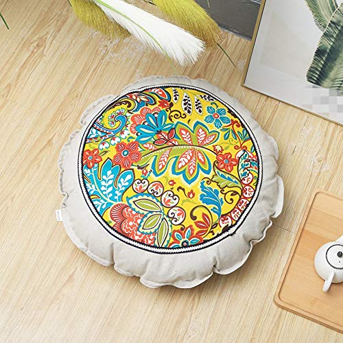 Seatpads Runde Verdicken Sie Stuhlauflagen Japanischer Stil Stuhlauflage Anti-Slip Sitzkissen Ganze Saison Tatami Kissen Stuhlkissen Waschbar-i D55cm Cover