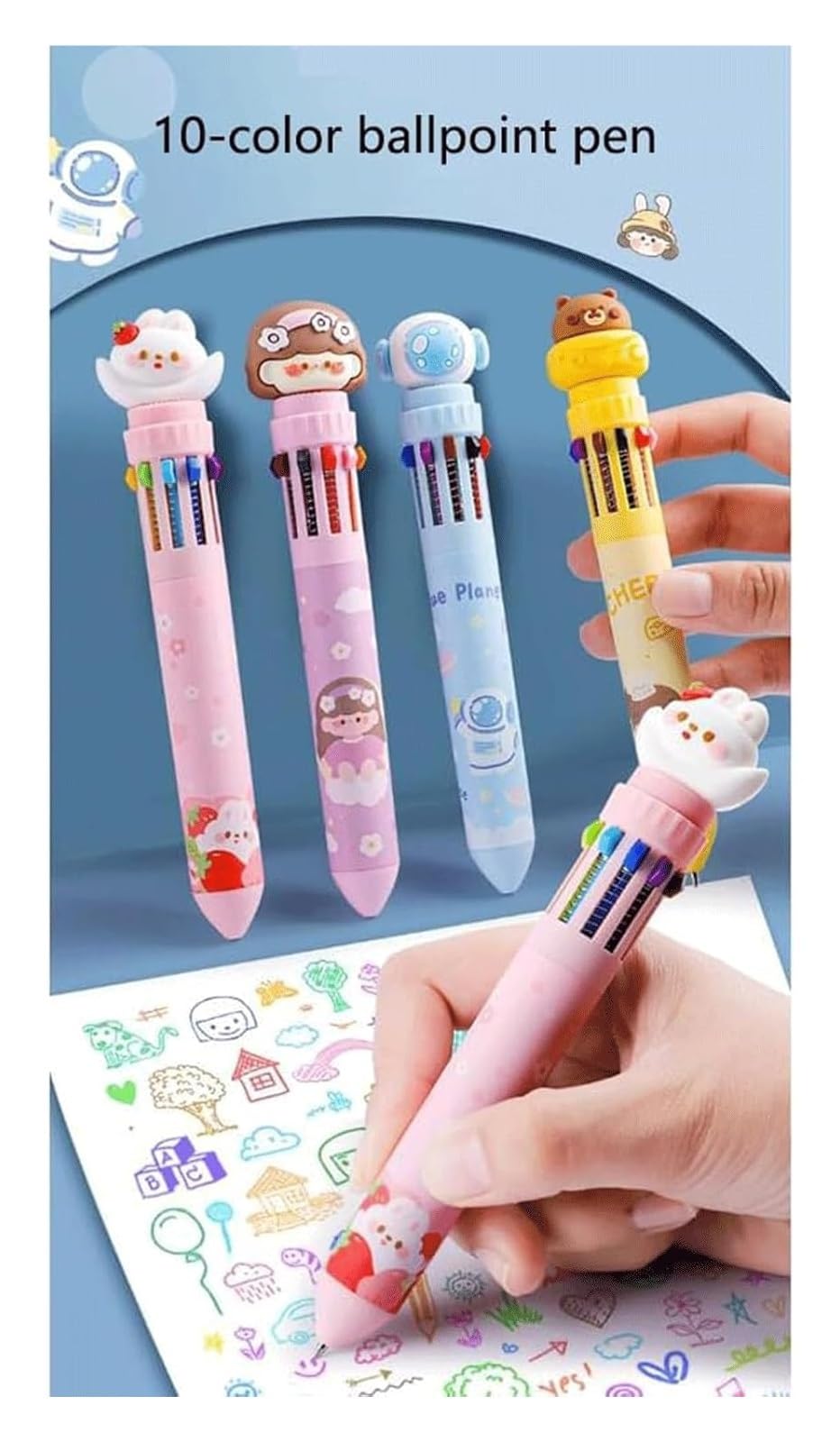 Kugelschreiber, zehn Farben, süße Tintenroller, Push-up-Farbstifte, Schülermarker, Zahlen, tragbare Gelschreiber, leicht