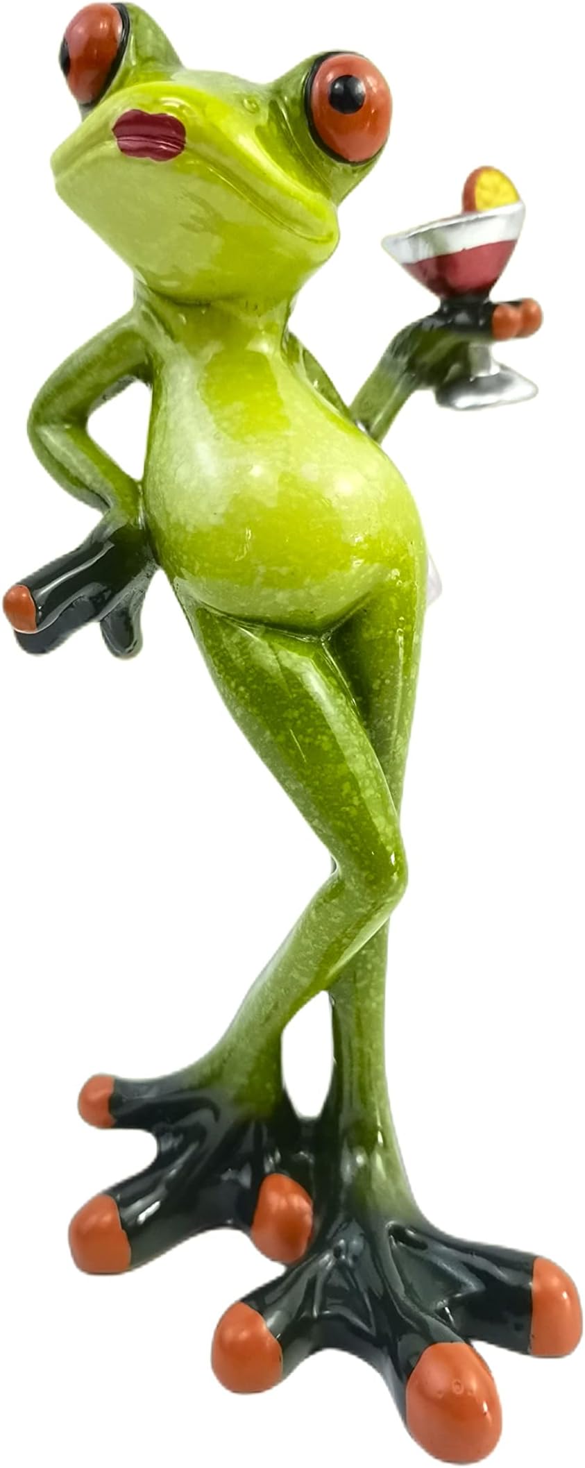 VVGIFTS Frog Figurines Decor Funny Cute Craft Resin Frog Sculpture Statue for Home Office Desk Tabletop Bathroom Decoration, Ornament Gift (Frog Drinking Drink)