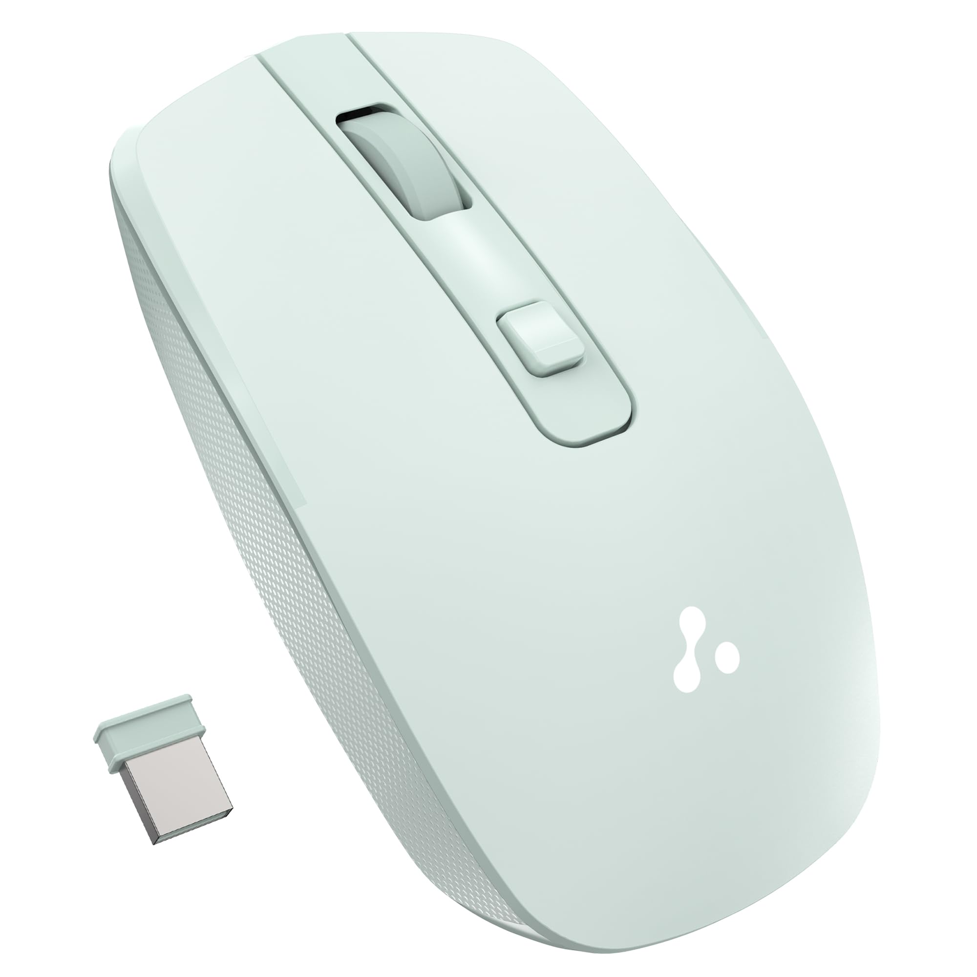 Ambrane Wireless Mouse with 2.4GHz, USB Nano Dongle, Silent Click, Optical Orientation Click Wheel, 4 Buttons, 1600 Adjustable DPI, Both Hand Use, Compatible with PC, Mac, Laptop (Sliq 3, Green)