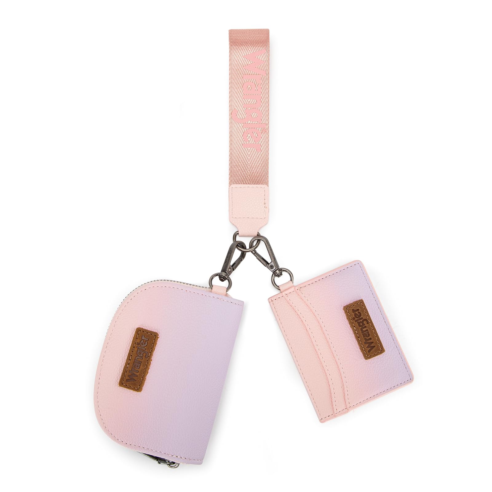Wrangler KeyChain Wallet Wristlet Wallets for Women Dual Pouch Wristlet with Zipper Womens Credit Card Holder Wallet