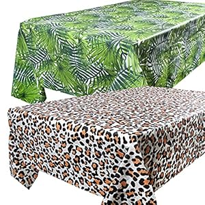 2 pack (54 x 108 inch) plastic tafelkleed luipaard bladeren tafelkleed waterdicht afveegbare tafelhoes beschermer…