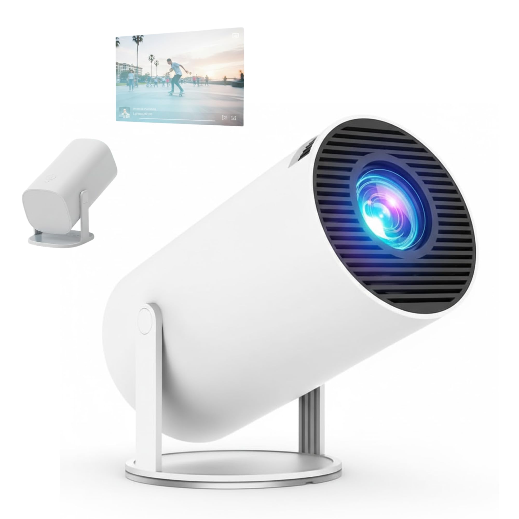 𝓓rumstone Smart Portable Android Projector with WiFi & Bluetooth, Mini LED Home Theater Projector, HD Display, Cylindrical Design, Adjustable Stand Mount-image-40