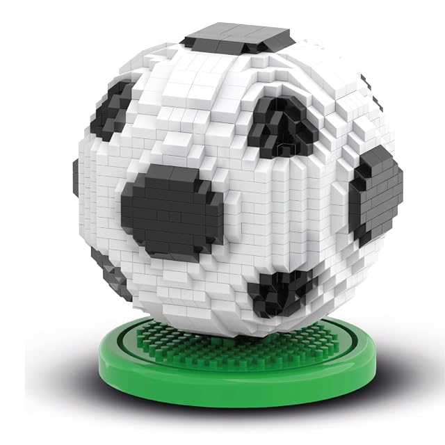 Pelota de Fútbol Premium con Base para Armar con Bloques en Miniatura. 3D