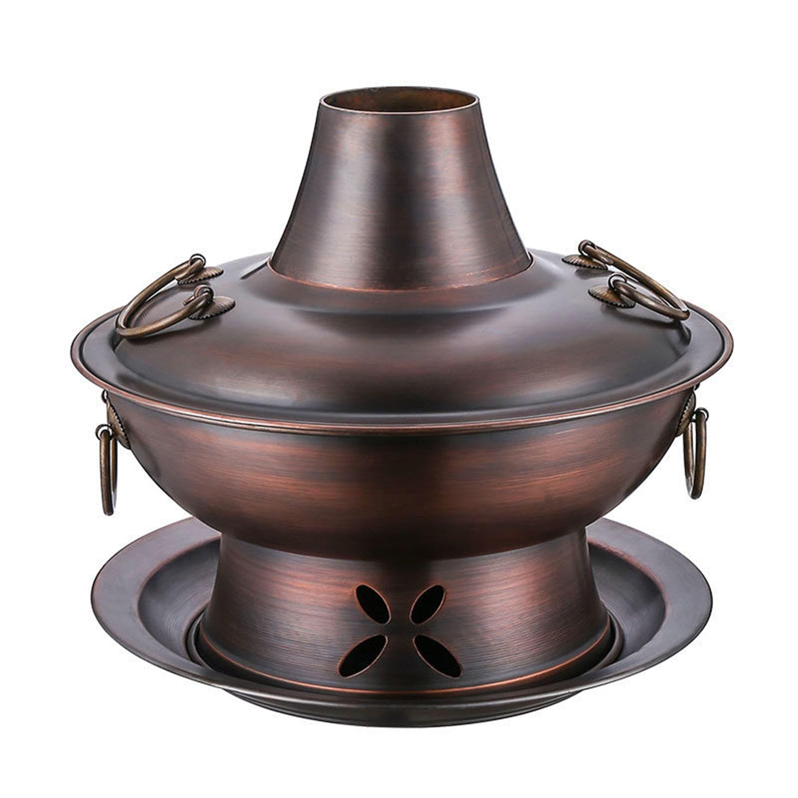 asdchZen Old Hot Pot,Chinese Copper Hot Pot,Chinese Old Shabu Shabu Pot,Outdoor Cookware Picnic Stove Cooking Pot,Stew Pot Cheese Fondue For Hiking Home Camping Picnics Parties,C,36cm