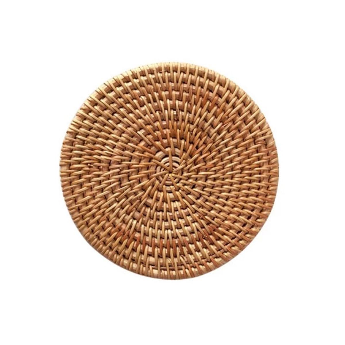 DaneGPT Plastic Rattan Wicker, 13cm Rattan Drink Coasters Round Cup Mat Tabletop Protection Pads for Home Dining Decor