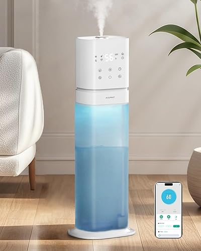 Humidificador inteligente para habitación grande, humidificadores de 2.1 galón8 litros para dormitorio con tubo extendido y luz nocturna,