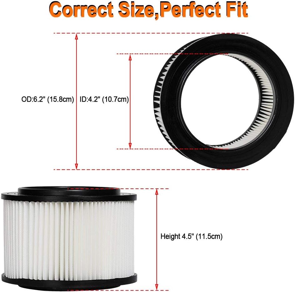 HIFROM 17810 Filter Compatible with Craftsman Shop Vac 917810 Wet Dry Vacuum Filter Fits 3 & 4 Gallon,9-17810 Shop Vac Vacuum Filter (2 Pack)